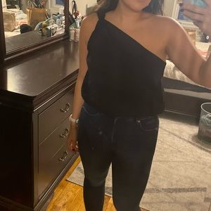 Express Black One Shoulder Knot Strap Top – Size Medium